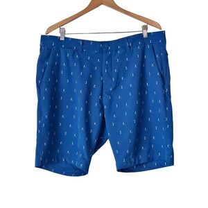 Tee Time Mens Golf Shorts Blue Novelty Golfer Print Size 38 Preppy Country Club